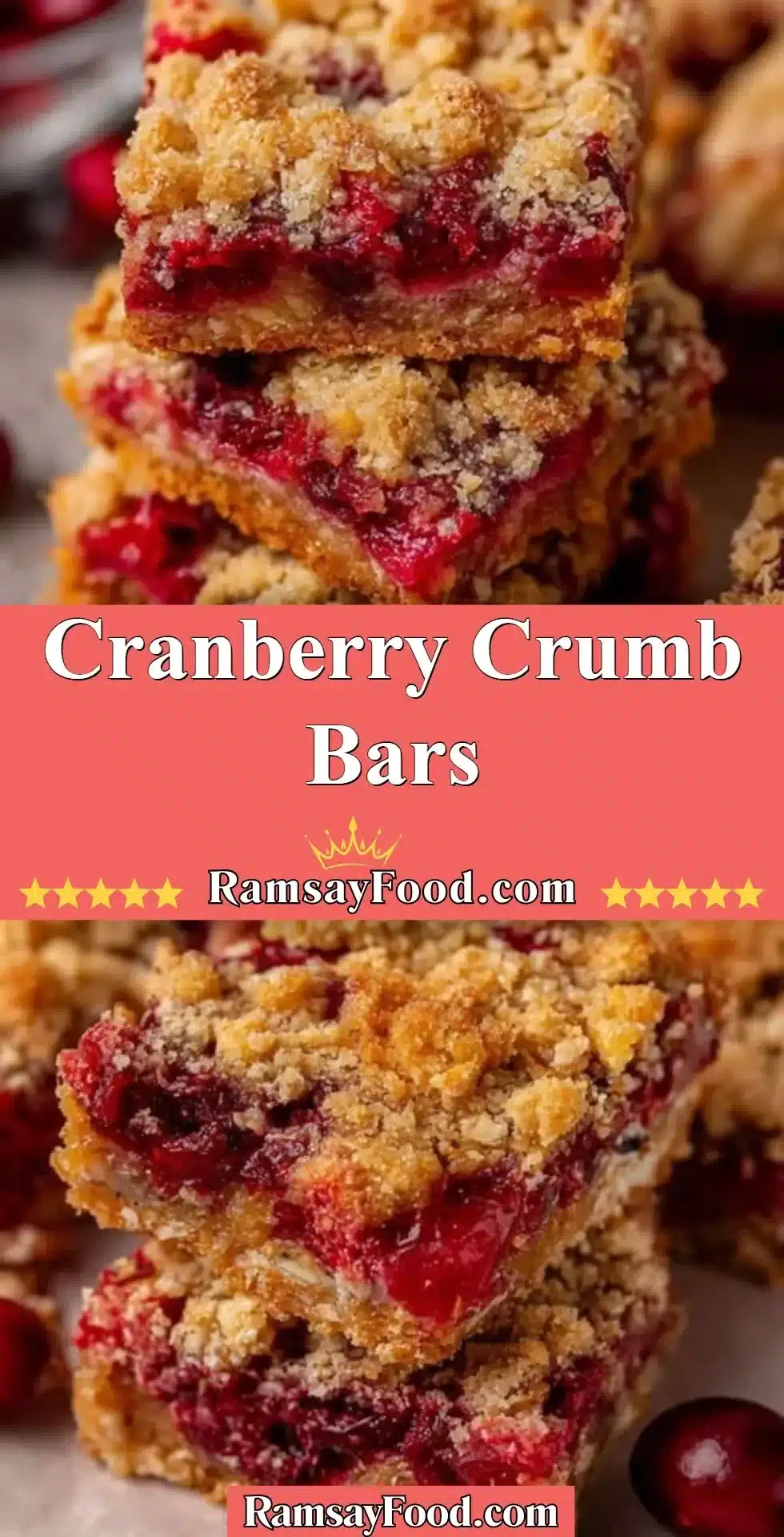 Cranberry Crumb Bars 2 Delicious cranberry crumb bars topped with crumbly crust