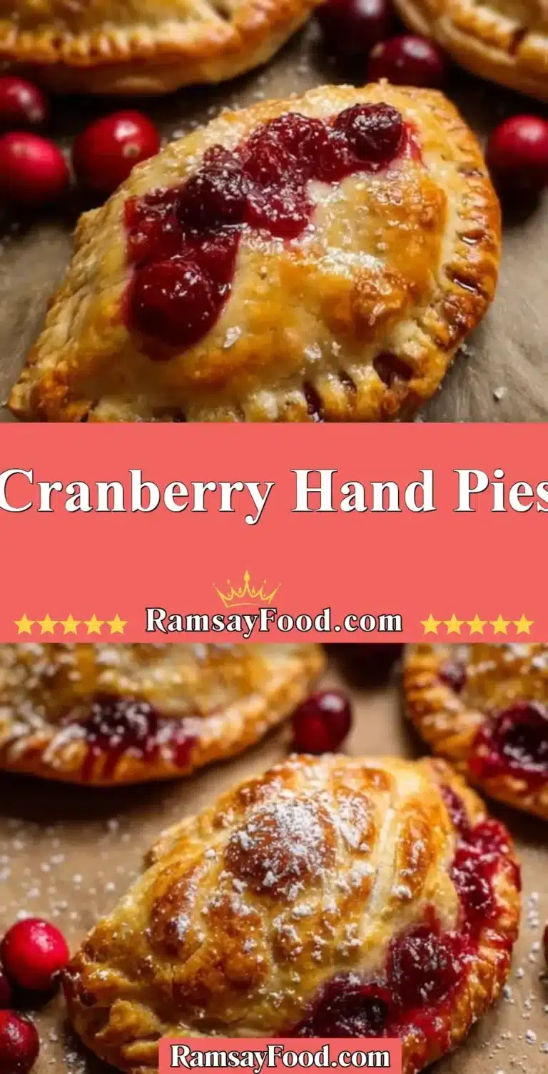 Cranberry Hand Pies 4 Freshly baked cranberry hand pies on a cooling rack