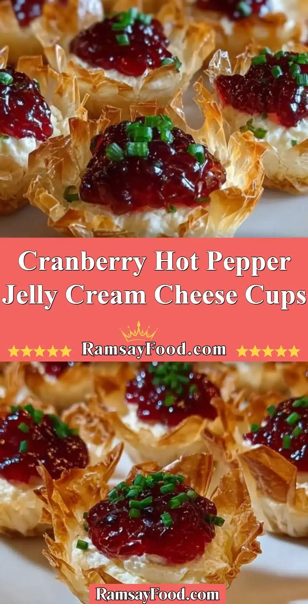 Cranberry Hot Pepper Jelly Cream Cheese Cups 2 Cranberry Hot Pepper Jelly Cream Cheese Cups served on a festive platter