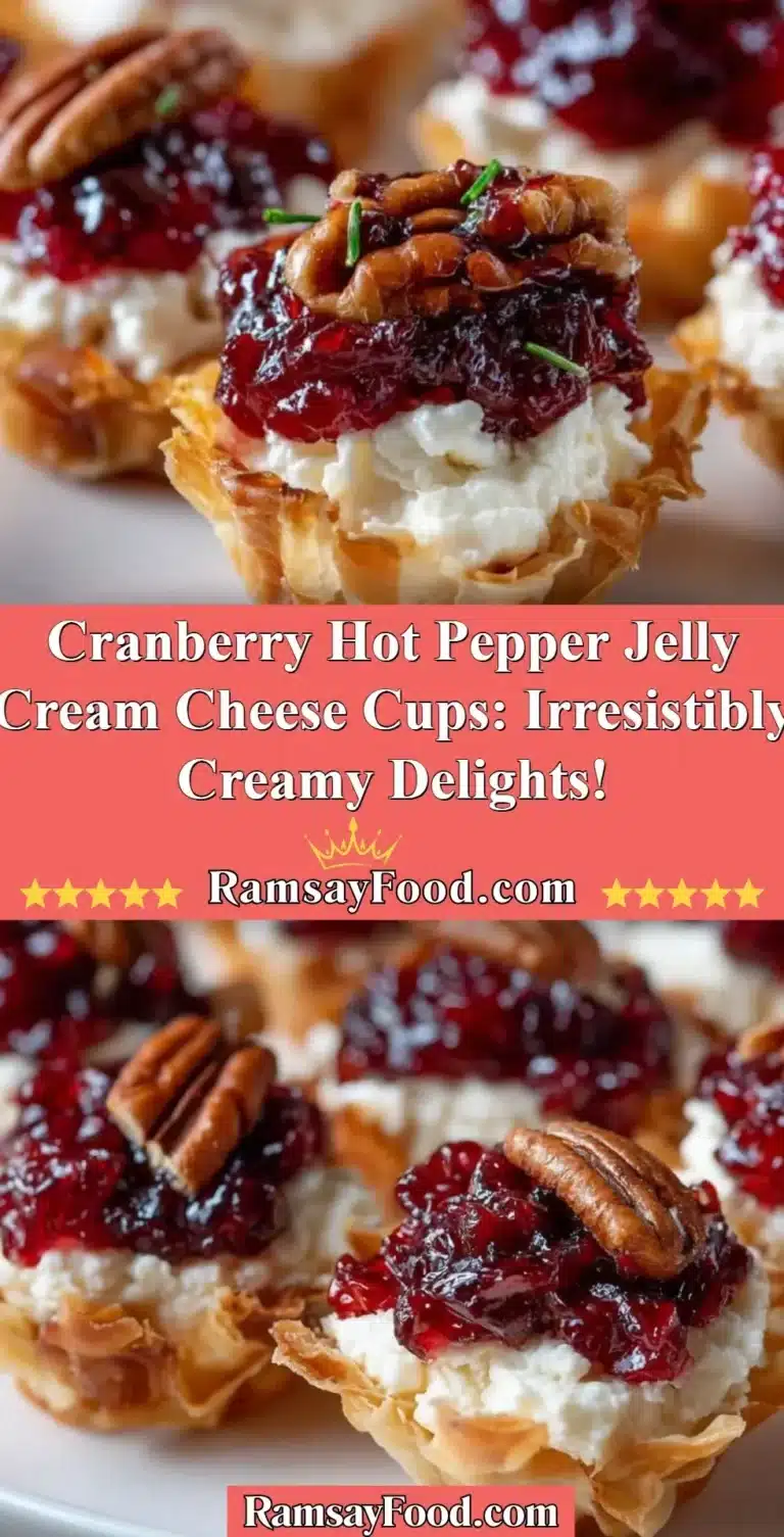 Cranberry Hot Pepper Jelly Cream Cheese Cups: Irresistibly Creamy Delights! 5 Delicious Cranberry Hot Pepper Jelly Cream Cheese Cups served on a platter