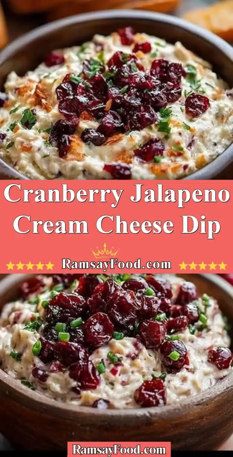 Cranberry Jalapeno Cream Cheese Dip served in a bowl with crackers