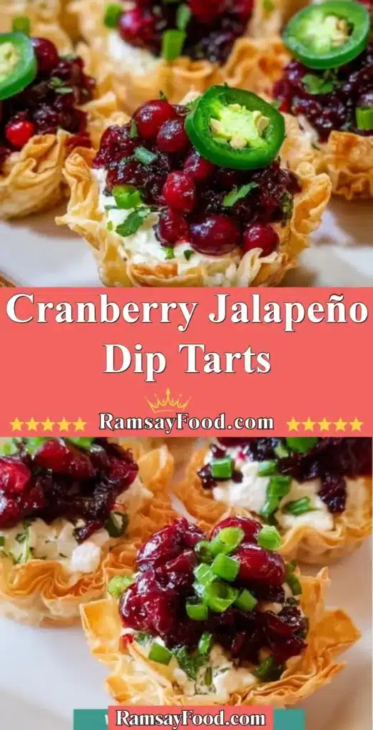 Cranberry Jalapeño Dip Tarts served on a festive platter