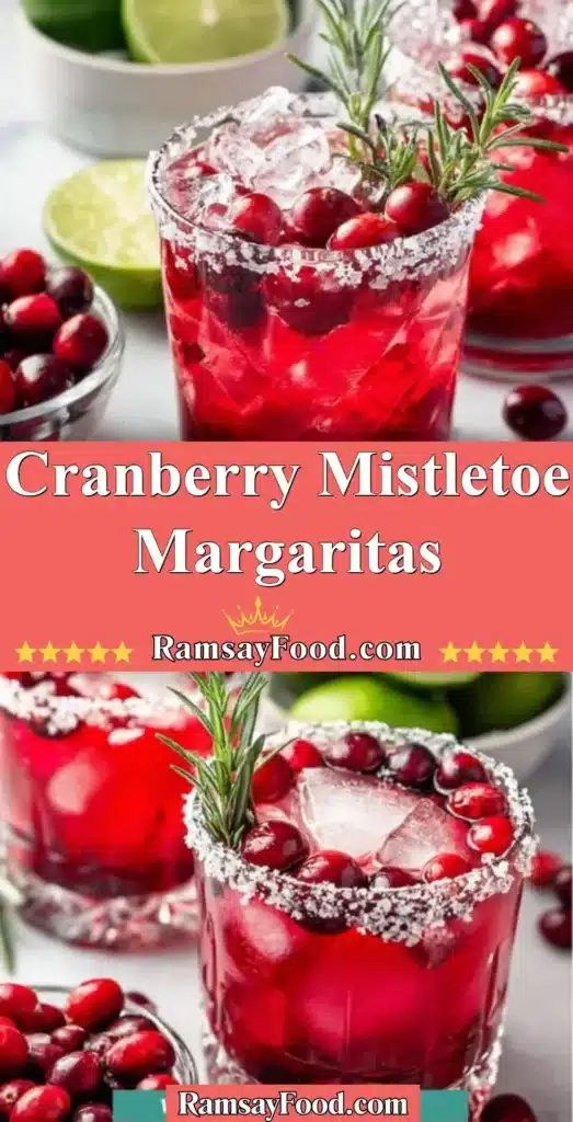 Festive Cranberry Mistletoe Margaritas served in a holiday-themed glass
