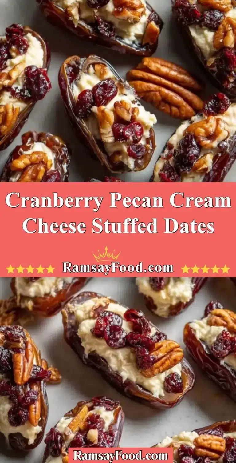 Cranberry pecan cream cheese stuffed dates on a platter.