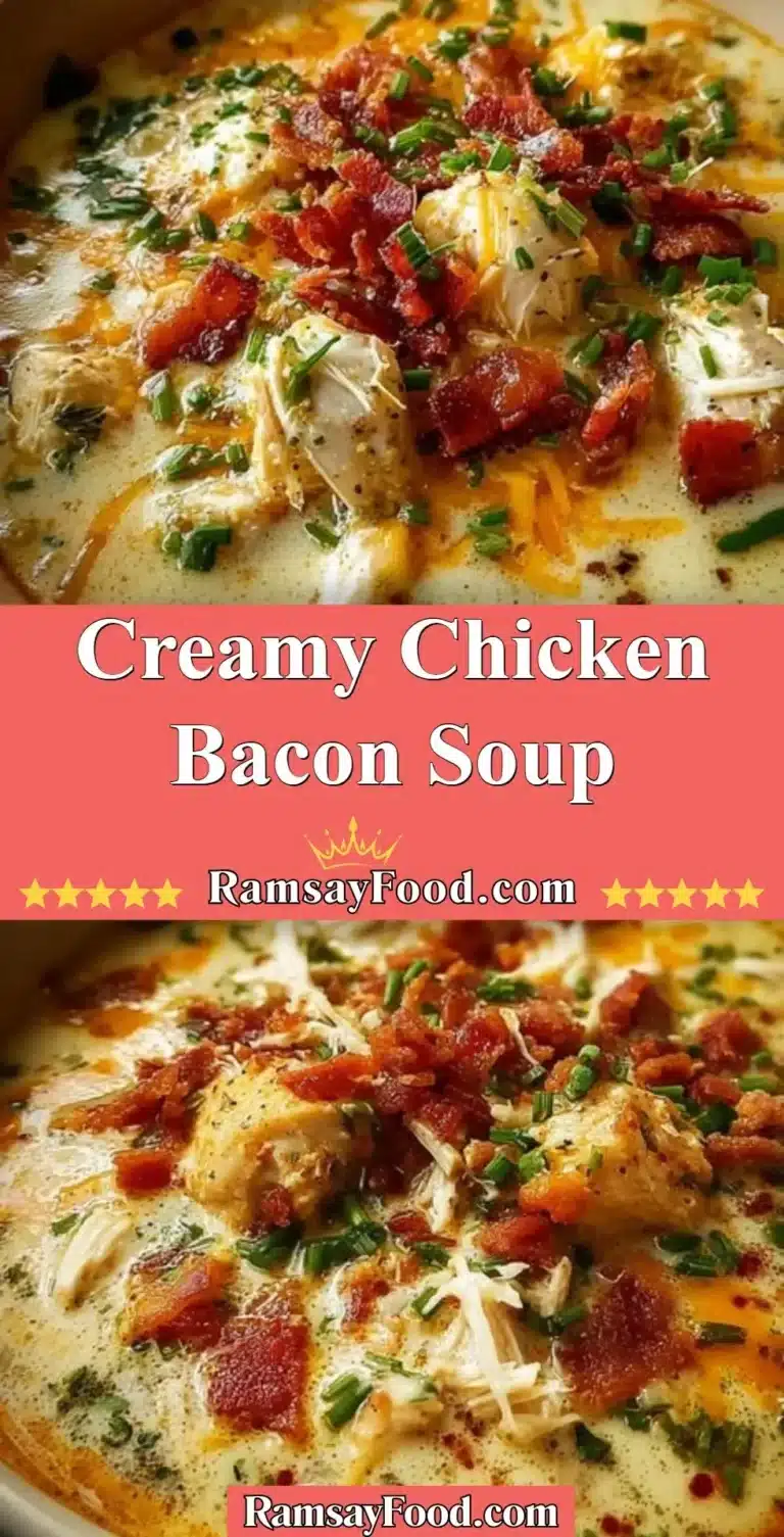 Creamy Chicken Bacon Soup 7 Bowl of creamy chicken bacon soup garnished with herbs