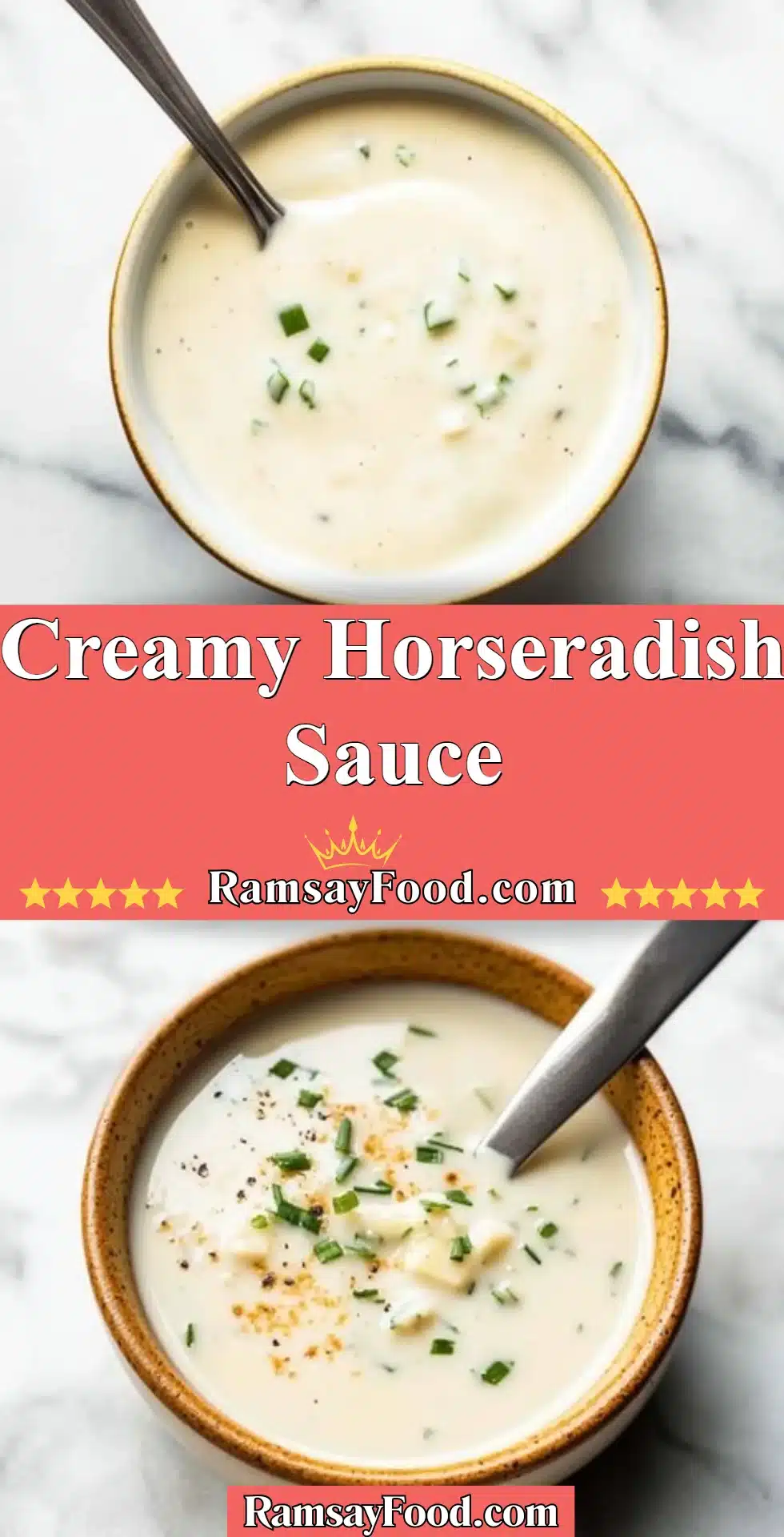 Creamy Horseradish Sauce 2 A bowl of creamy horseradish sauce served with sliced beef