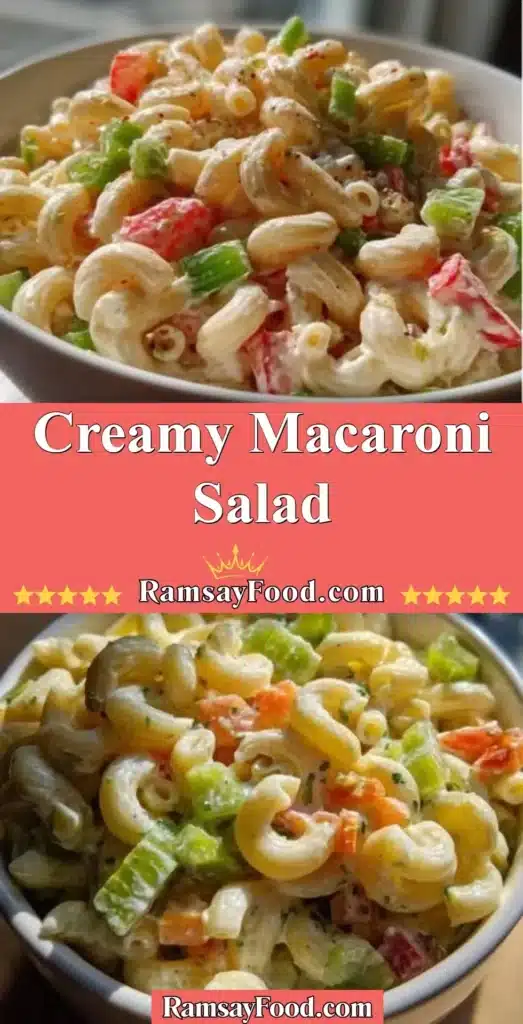 Creamy macaroni salad with vegetables in a bowl