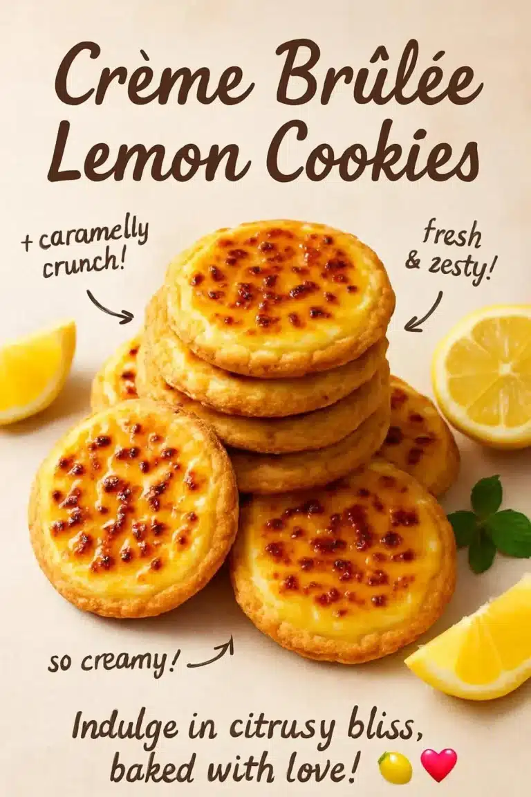Delicious crème brûlée lemon cookies with a creamy top and zesty lemon flavor