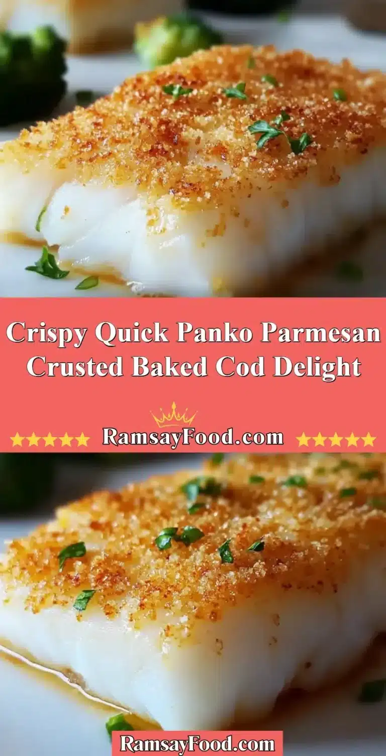 Crispy Quick Panko Parmesan Crusted Baked Cod on a plate garnished with lemon.