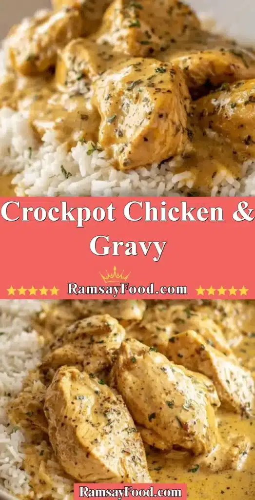 Crockpot Chicken & Gravy served with mashed potatoes