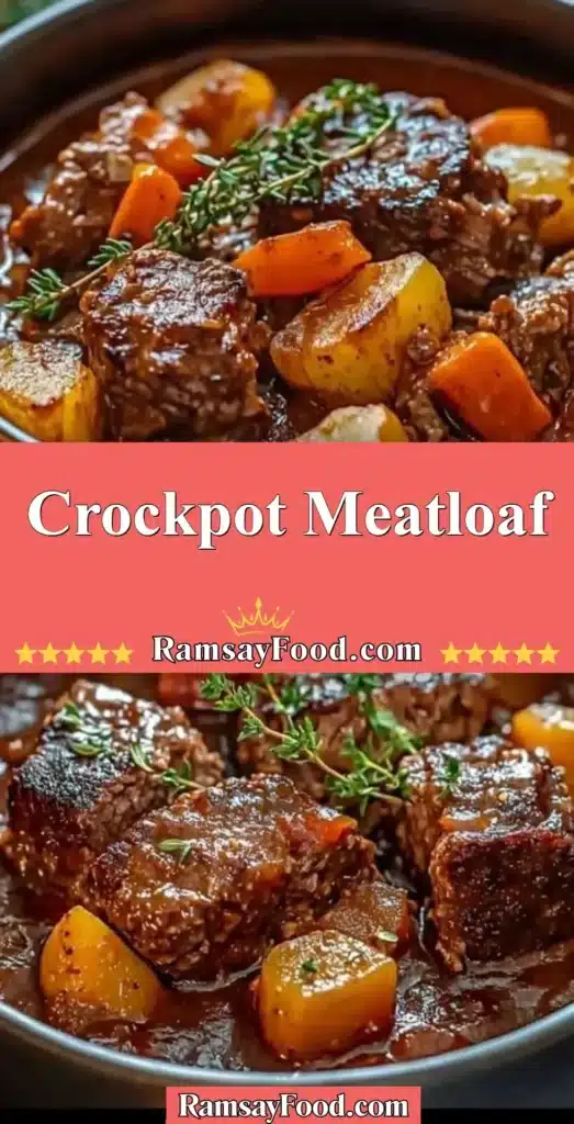 Delicious crockpot meatloaf cooking in a slow cooker