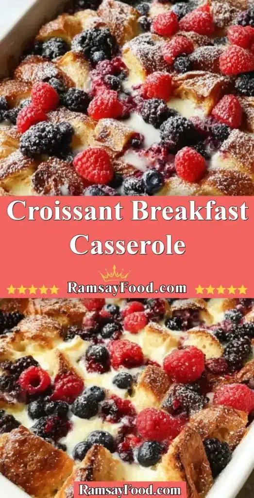Delicious Croissant Breakfast Casserole with eggs and cheese baked to perfection