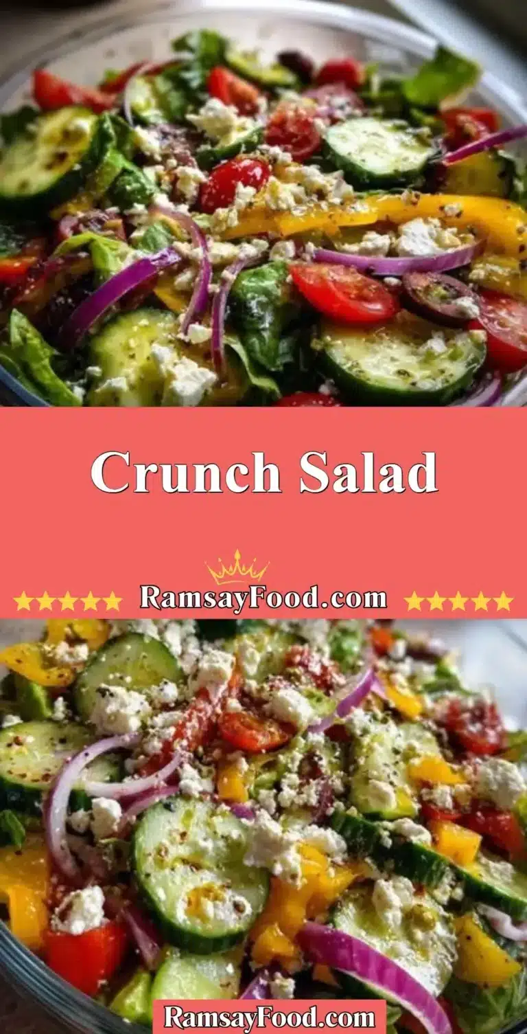 Crunch Salad 5 Delicious and colorful Crunch Salad with fresh vegetables and crispy toppings.