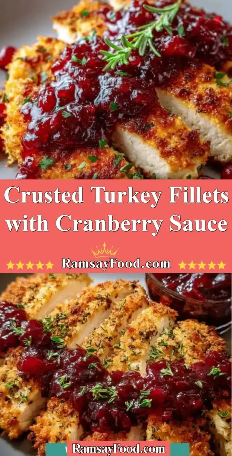 Crusted Turkey Fillets with Cranberry Sauce 7 Crusted turkey fillets served with cranberry sauce for a delicious meal