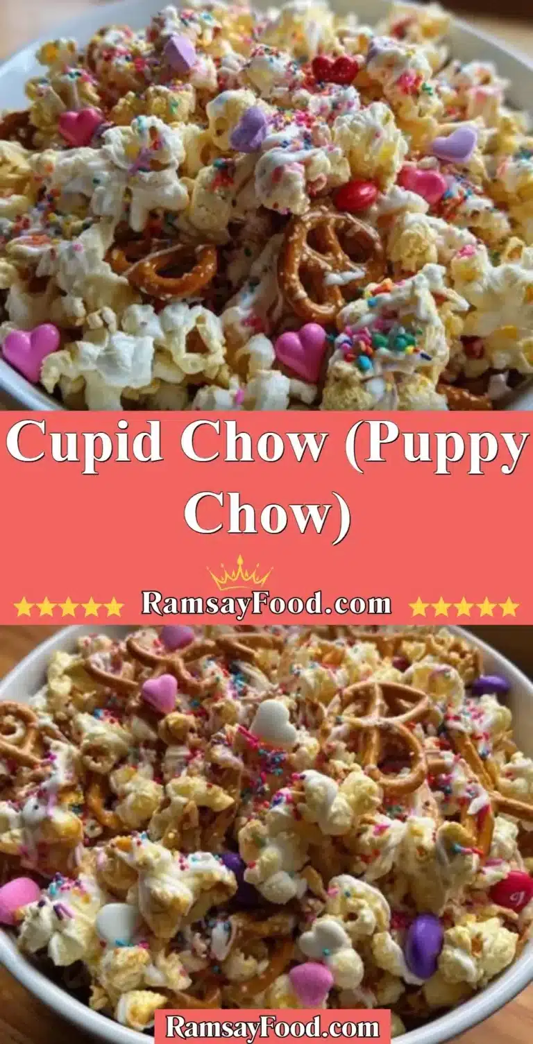 Cupid Chow (Puppy Chow) 5 Cupid Chow - a sweet and crunchy Puppy Chow recipe perfect for celebrations.