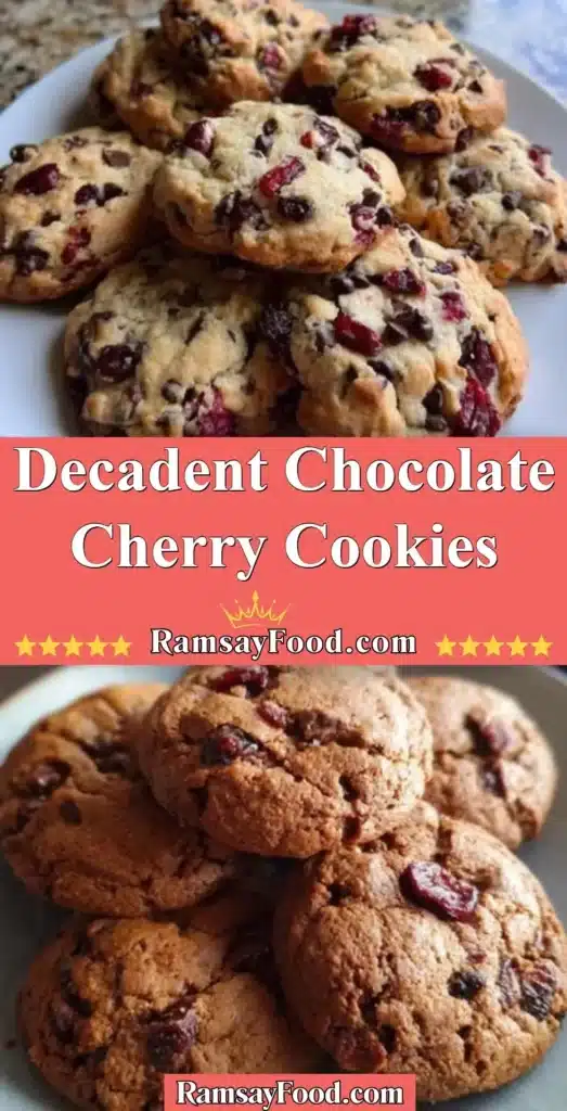 Decadent chocolate cherry cookies with chunks of chocolate and fresh cherries