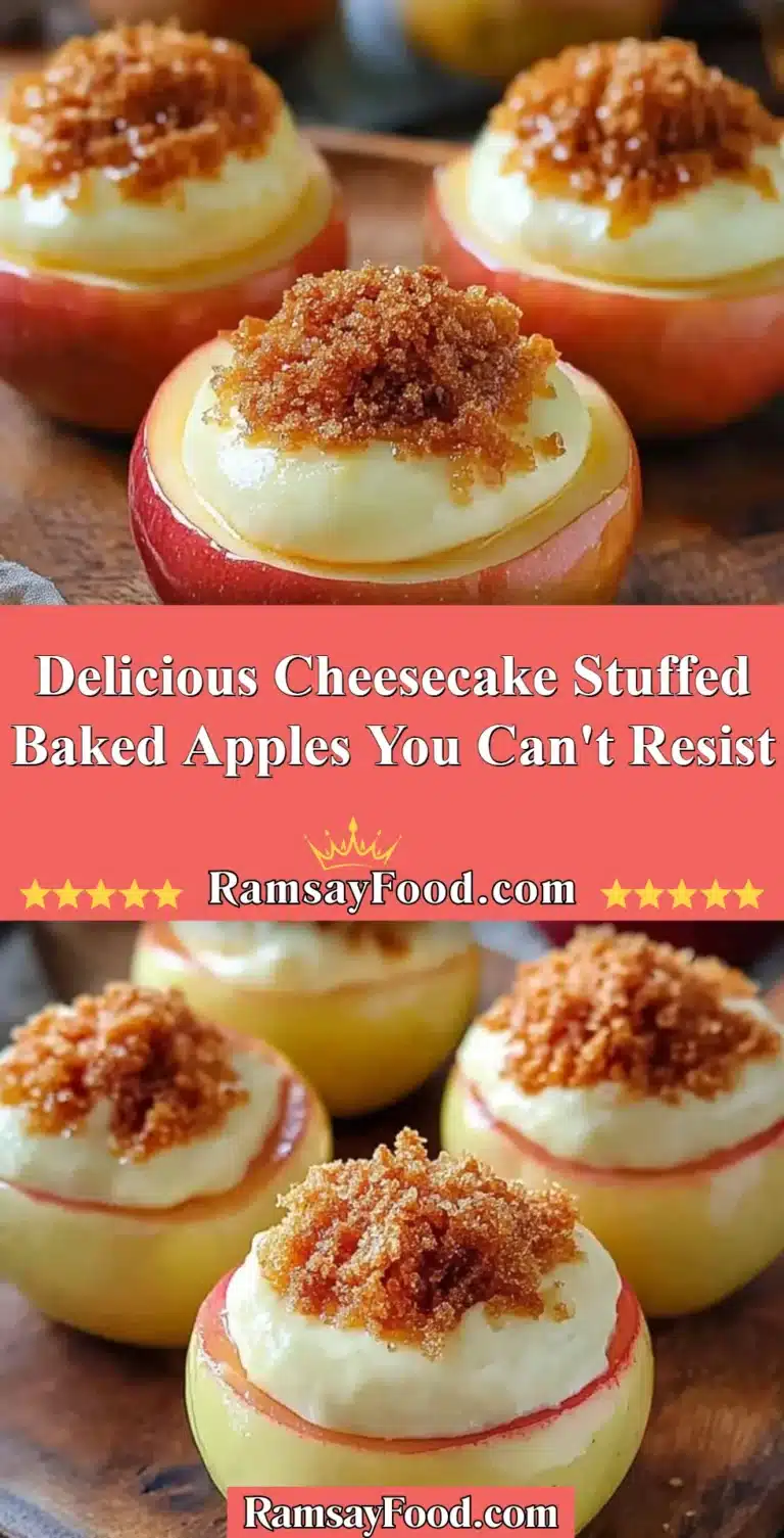 Delicious Cheesecake Stuffed Baked Apples You Can't Resist 5 Baked apples filled with creamy cheesecake, topped with caramel drizzle