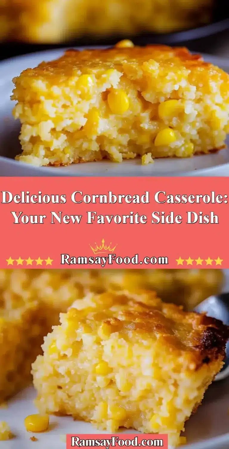Delicious cornbread casserole served in a baking dish