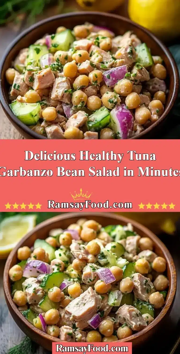 Delicious Healthy Tuna Garbanzo Bean Salad in Minutes 4 Healthy tuna garbanzo bean salad served in a bowl for a quick meal