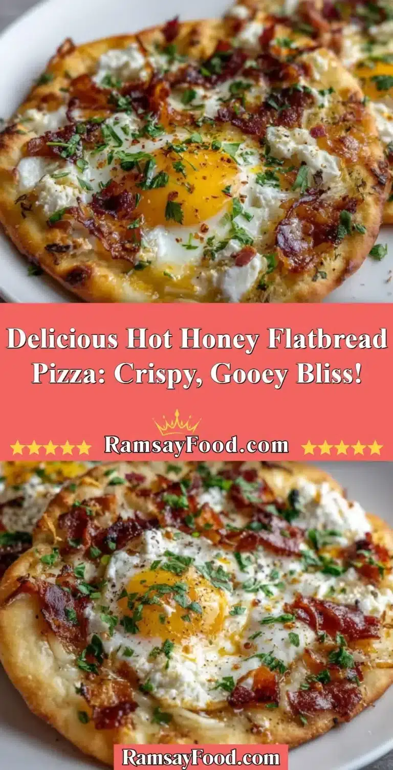 Delicious Hot Honey Flatbread Pizza: Crispy, Gooey Bliss! 8 Delicious hot honey flatbread pizza topped with gooey cheese and spicy honey.