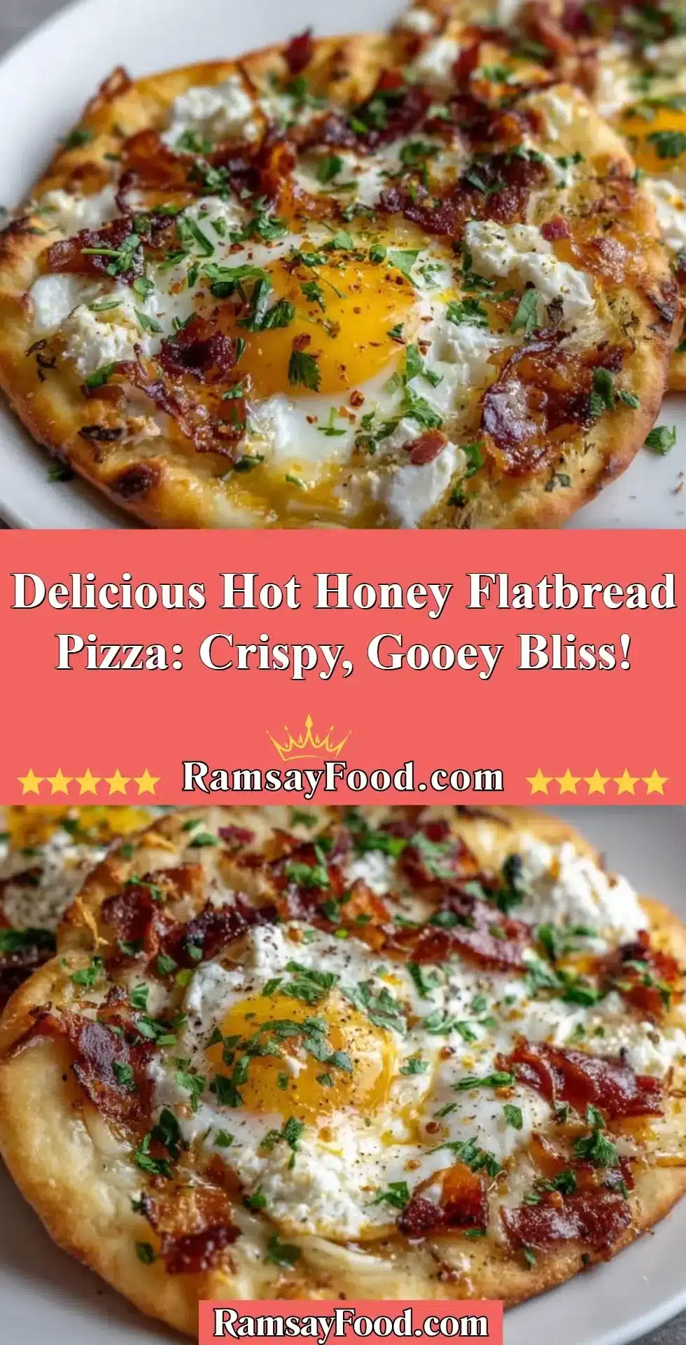 Delicious Hot Honey Flatbread Pizza: Crispy, Gooey Bliss! 2 Delicious hot honey flatbread pizza topped with gooey cheese and spicy honey.