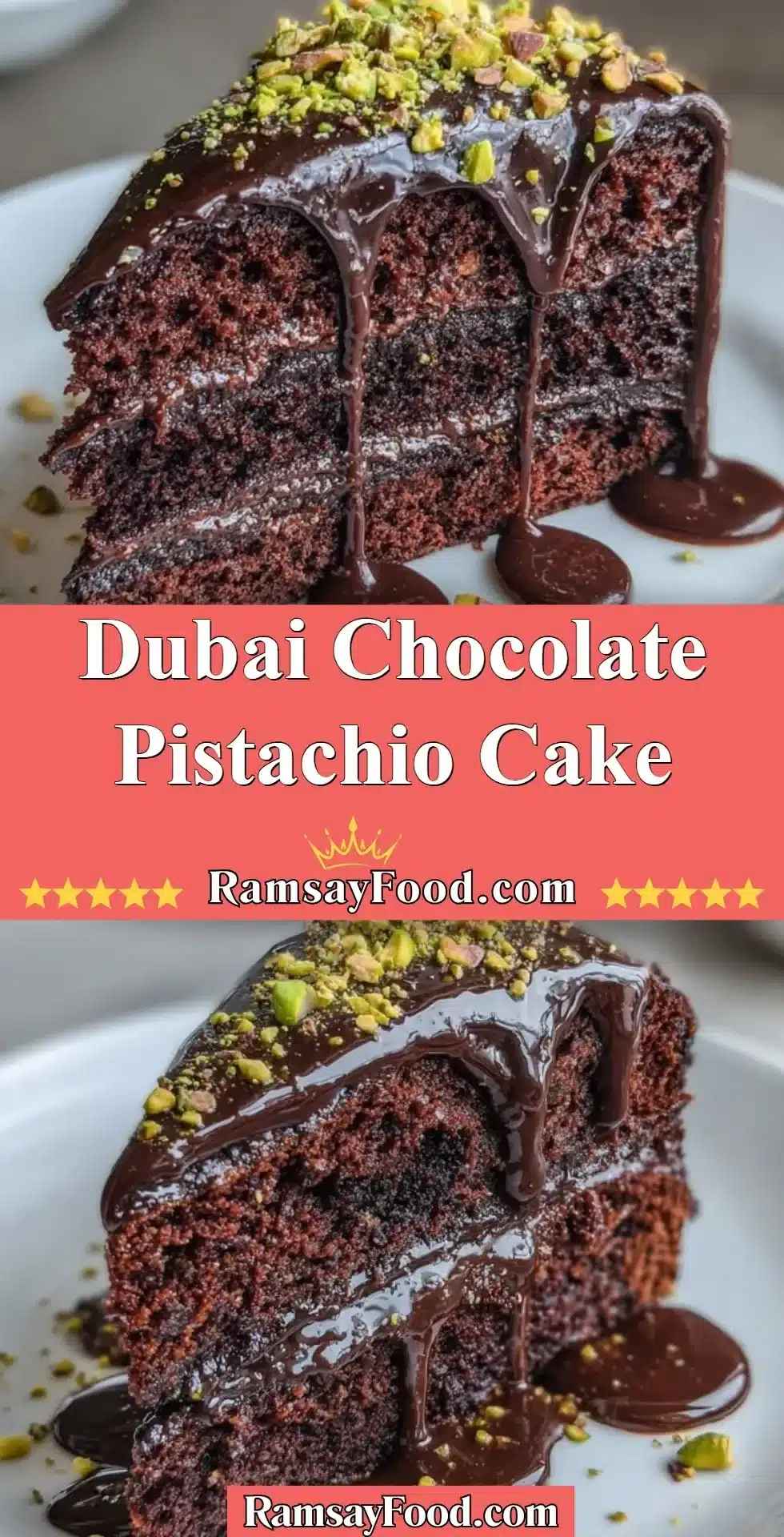 Dubai Chocolate Pistachio Cake 2 Delicious chocolate pistachio cake from Dubai, featuring rich chocolate and crunchy pistachios.