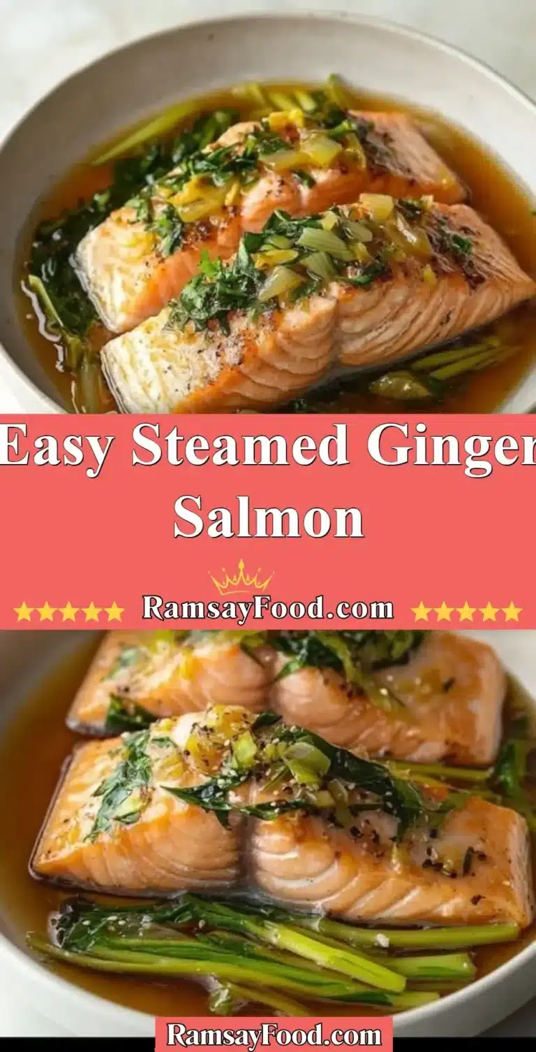 Easy Steamed Ginger Salmon 7 Steamed ginger salmon served with vegetables on a plate