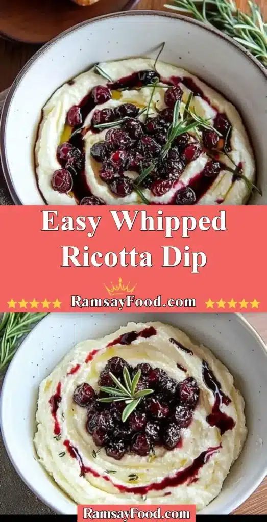 Easy whipped ricotta dip served with fresh herbs and crackers