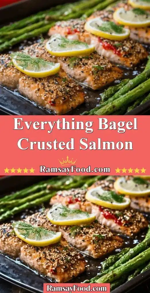 Deliciously cooked bagel crusted salmon on a plate with herbs