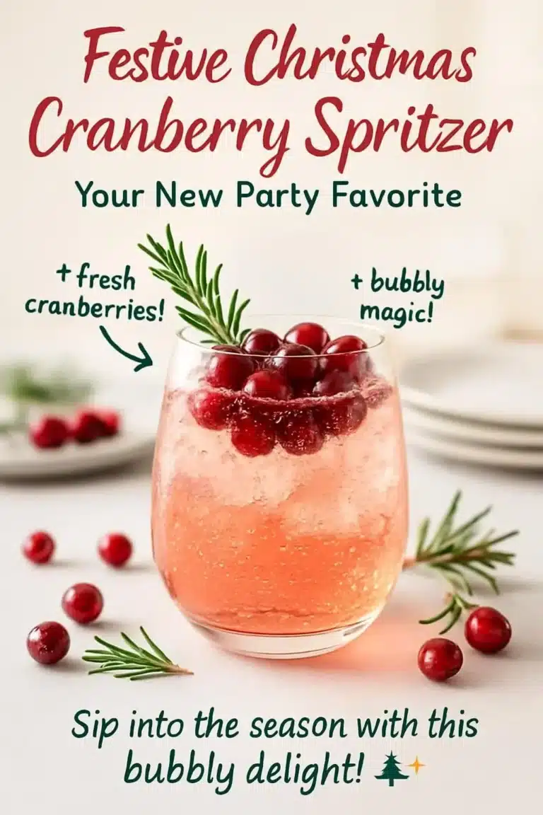 Festive Christmas Cranberry Spritzer: Your New Party Favorite 7 Festive Christmas Cranberry Spritzer in a glass with holiday decorations