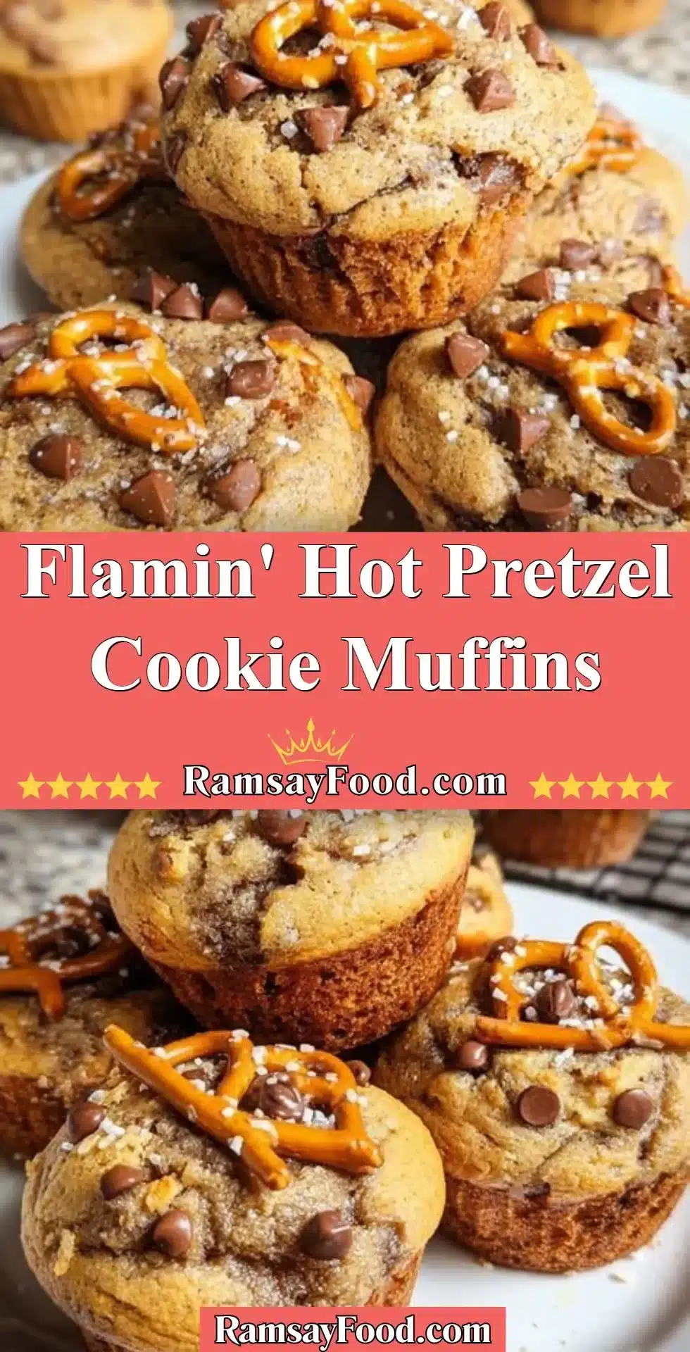 Flamin' Hot Pretzel Cookie Muffins with a spicy twist on a classic dessert