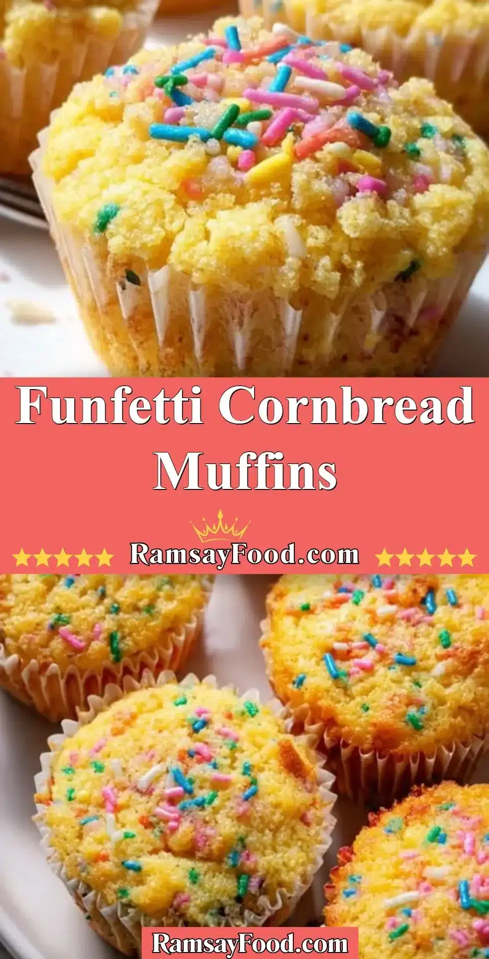 Delicious Funfetti Cornbread Muffins with colorful sprinkles