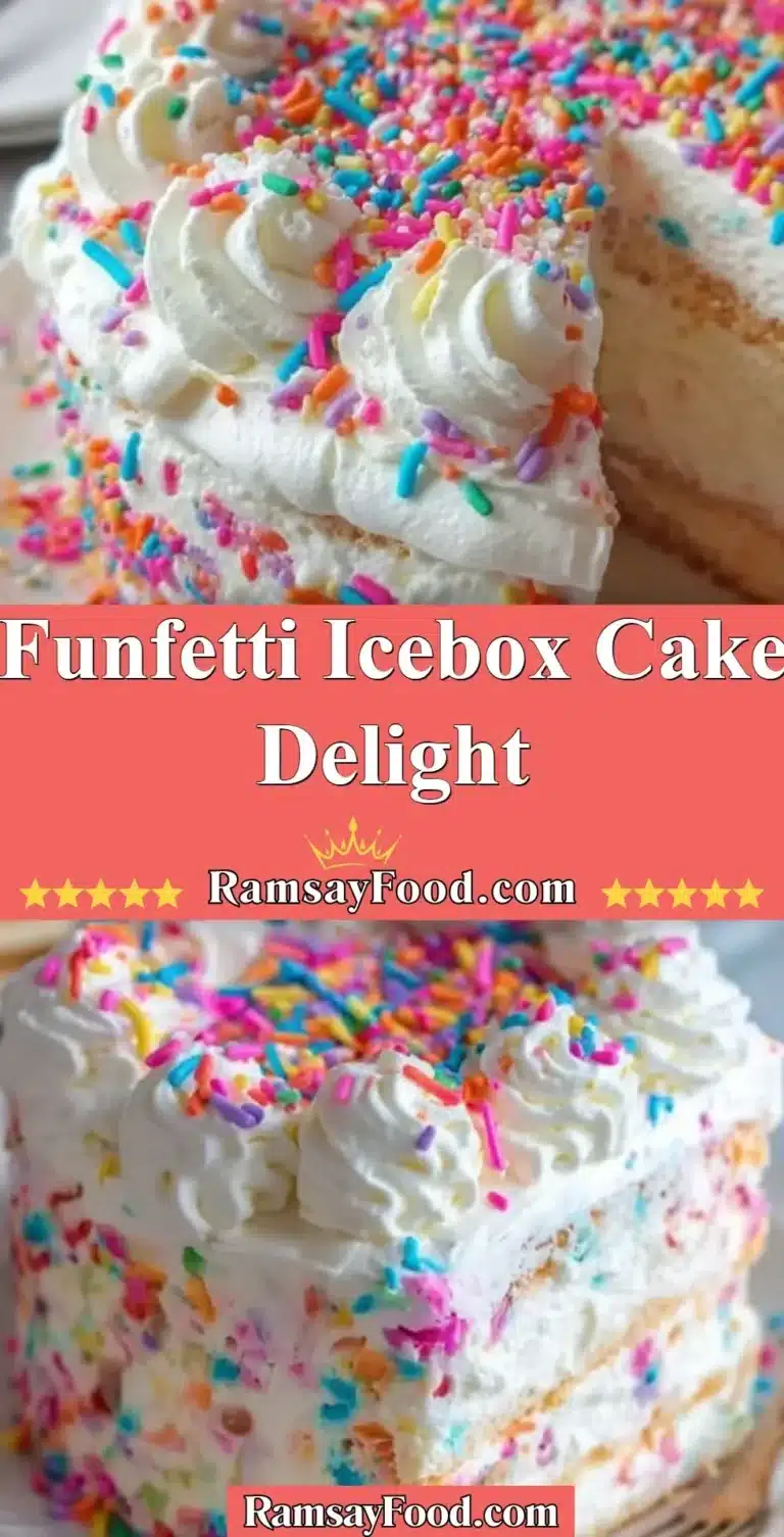 Funfetti Icebox Cake Delight 8 Slice of Funfetti Icebox Cake with colorful sprinkles on a plate