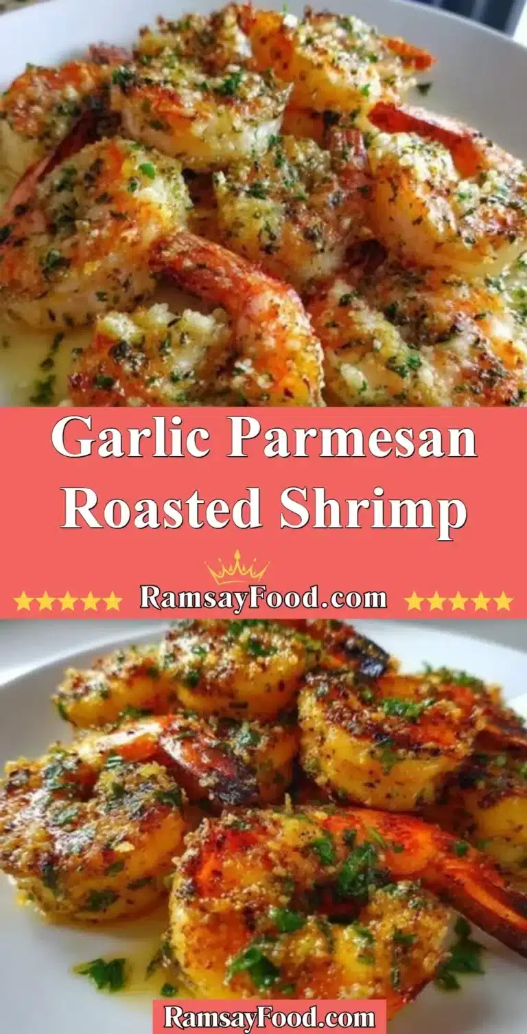 Garlic Parmesan Roasted Shrimp 9 A plate of Garlic Parmesan Roasted Shrimp garnished with herbs