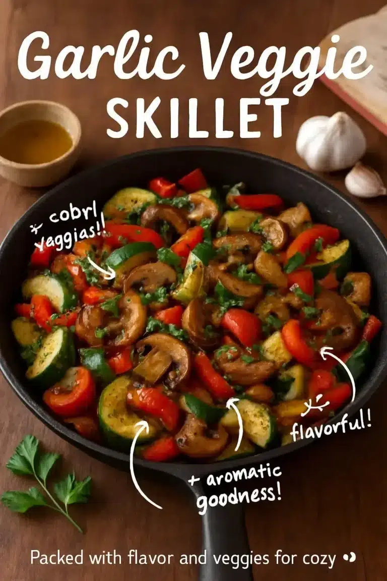 Garlic Veggie Skillet 7 Delicious Garlic Veggie Skillet with colorful vegetables and garlic