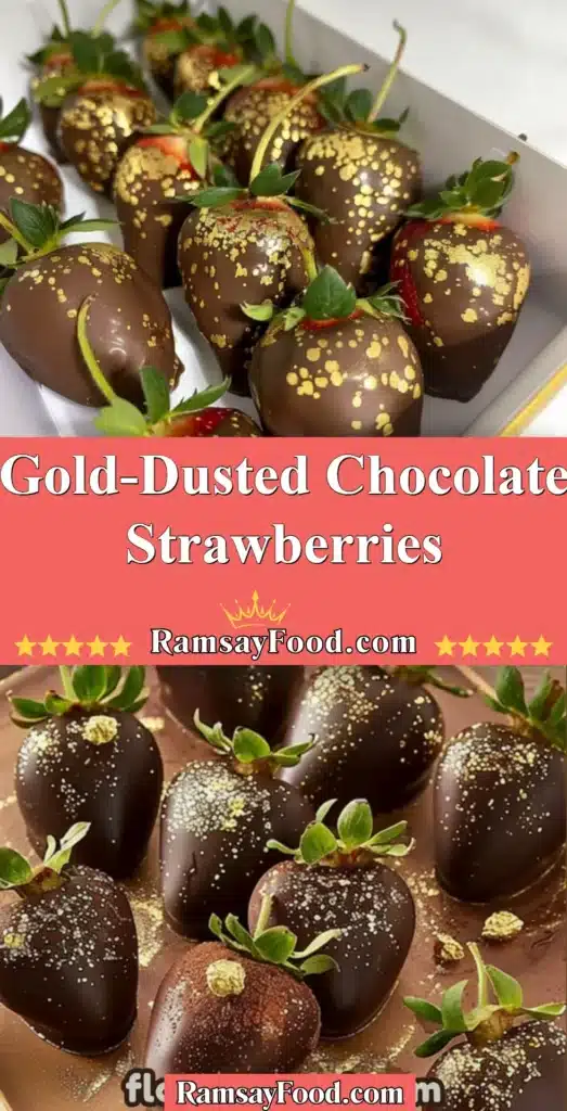 Gold-dusted chocolate-covered strawberries elegantly arranged