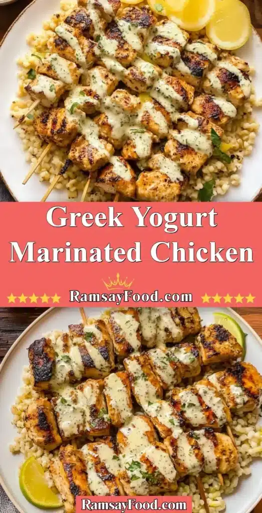 Greek yogurt marinated chicken dish with herbs and spices