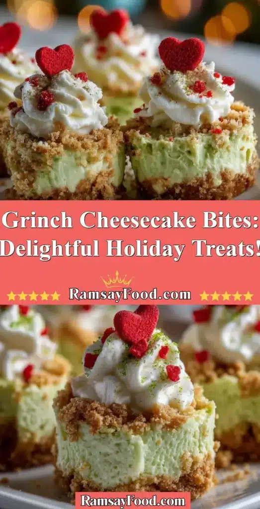 Festive Grinch cheesecake bites for holiday celebrations