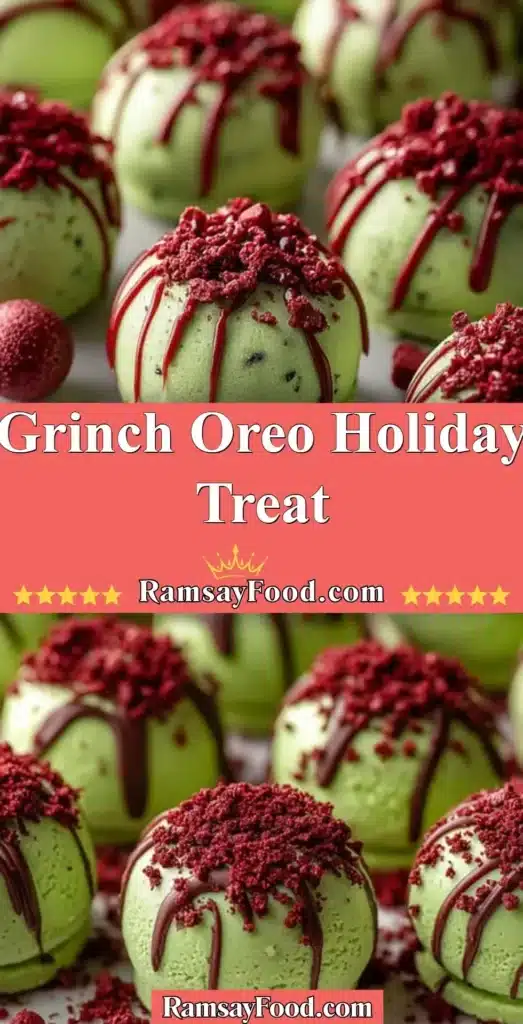 Grinch Oreo Holiday Treats decorated with festive designs