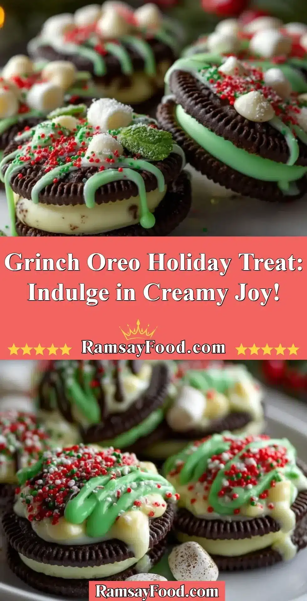 Delicious Grinch Oreo holiday treat with creamy filling