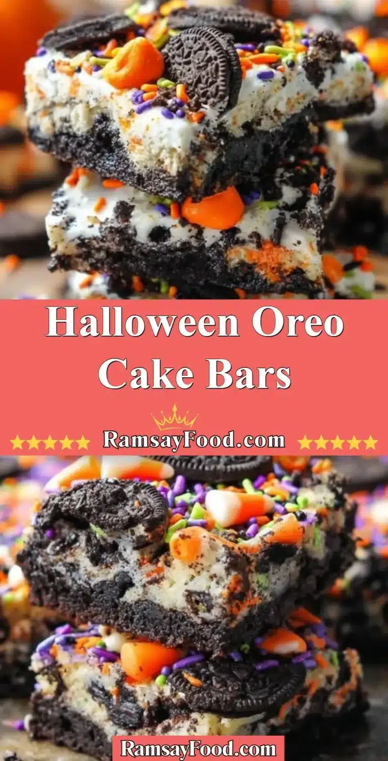 Halloween Oreo Cake Bars 8 Halloween Oreo Cake Bars decorated with festive toppings for spooky celebrations