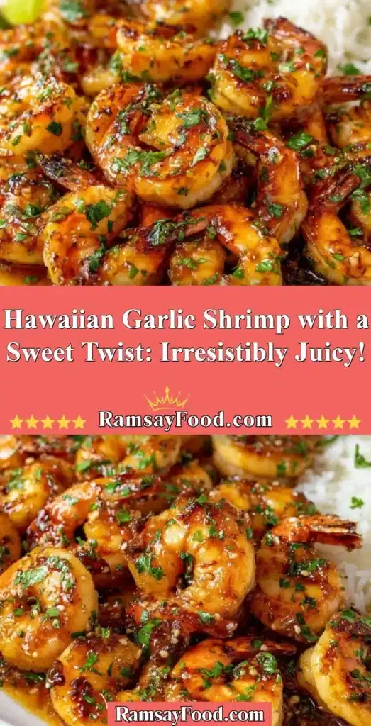 Juicy Hawaiian Garlic Shrimp with a sweet twist served on a plate