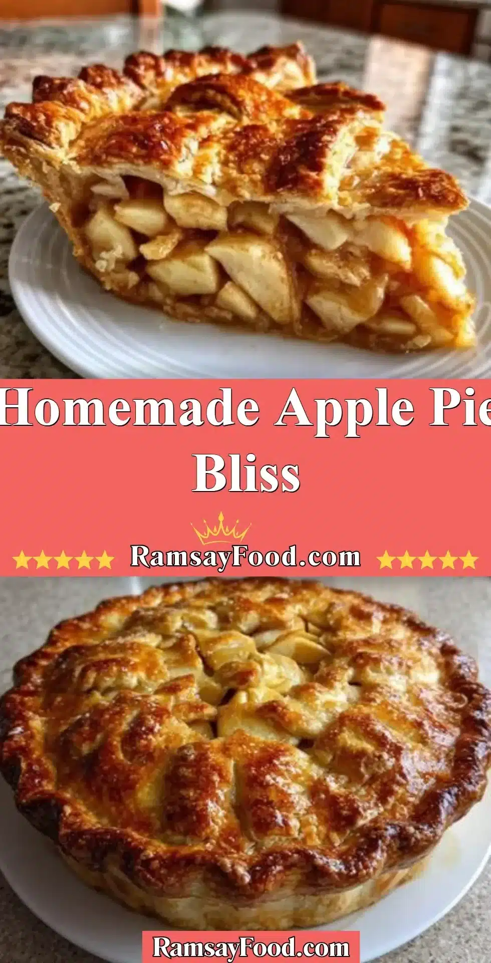 Homemade Apple Pie Bliss 2 Delicious homemade apple pie with a golden crust and fresh apple filling.