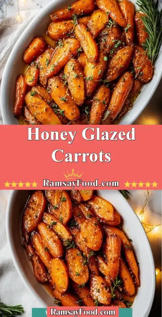 Plate of honey glazed carrots garnished with fresh herbs
