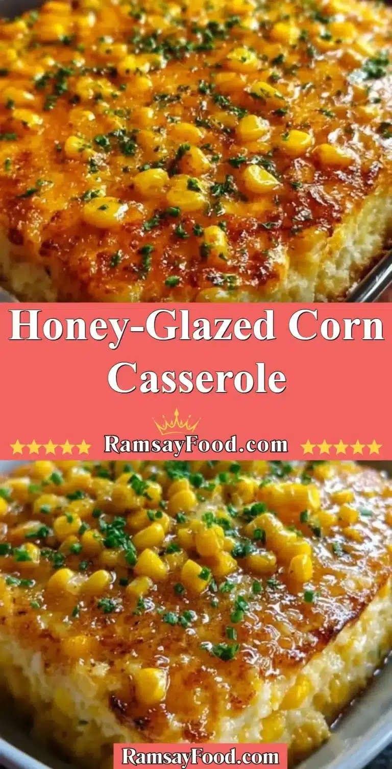 Delicious honey-glazed corn casserole topped with a golden crust.
