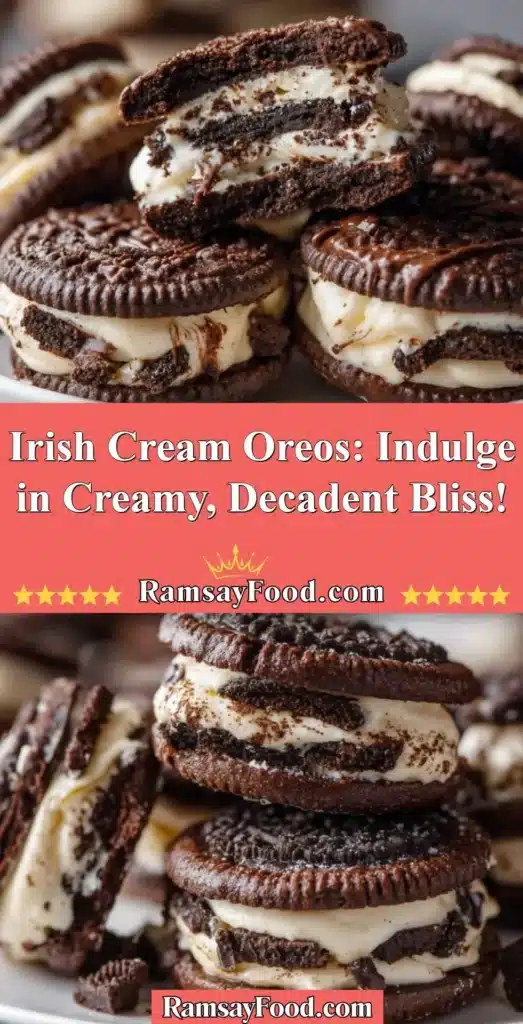 Irish Cream Oreos with creamy filling and chocolate cookies