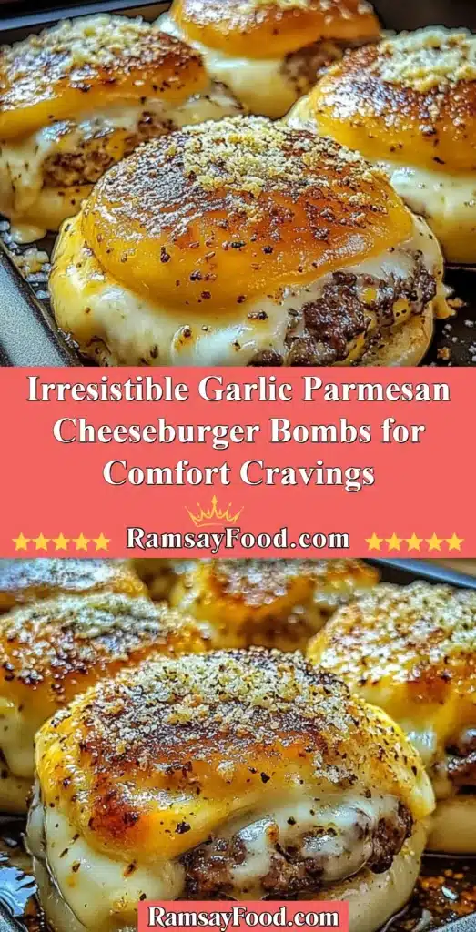 Irresistible Garlic Parmesan Cheeseburger Bombs served on a platter