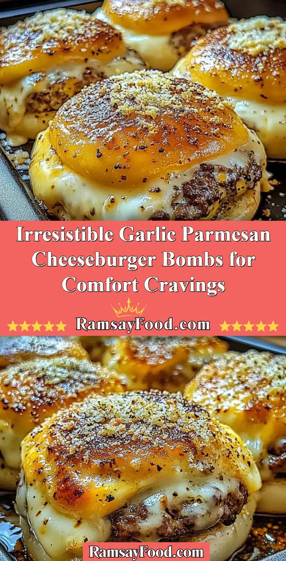 Irresistible Garlic Parmesan Cheeseburger Bombs for Comfort Cravings 2 Irresistible Garlic Parmesan Cheeseburger Bombs served on a platter