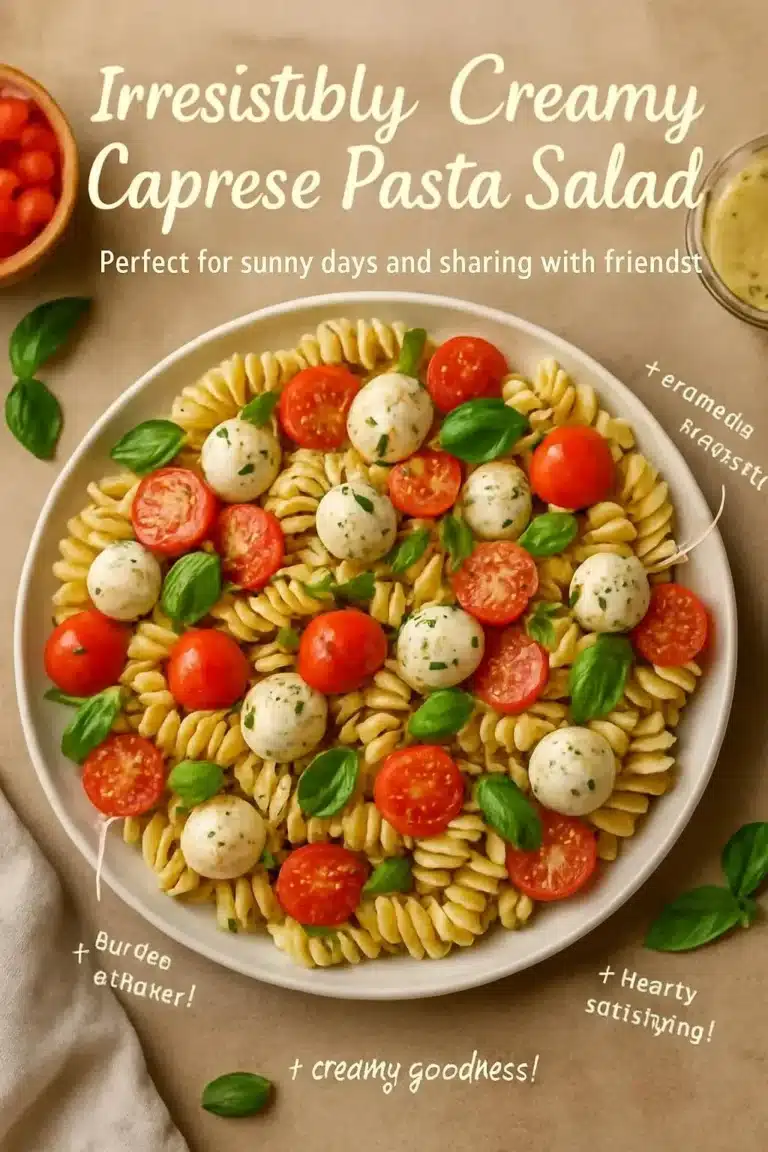 Irresistibly Creamy Caprese Pasta Salad for Sunny Days 9 Irresistibly creamy Caprese Pasta Salad with fresh tomatoes and basil