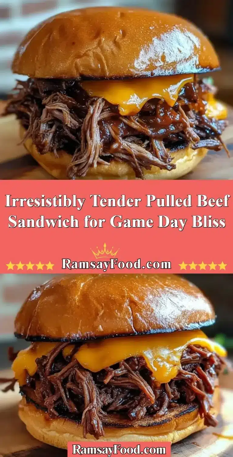 Irresistibly Tender Pulled Beef Sandwich for Game Day Bliss 5 Irresistibly tender pulled beef sandwich served for game day.